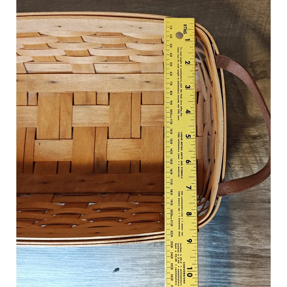 Longaberger 1995 Storage Solutions‎ Woven Wood Basket 8 Leather Handles Signed